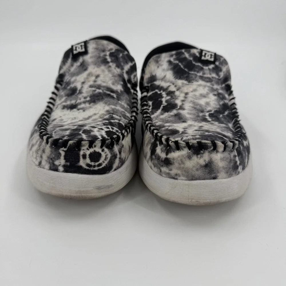 DC Villain 2 Skateboard Shoes Mens Size 14 Black White Tie-Dye Moc Toe Slip On